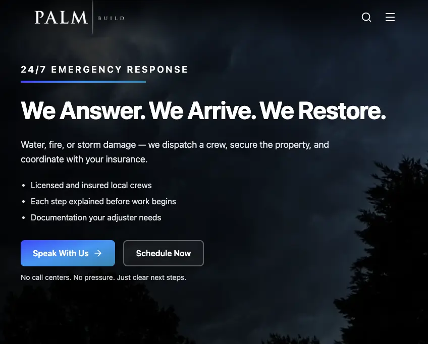 Palm Build Website screenshot